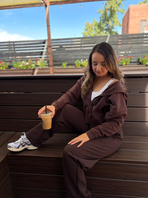 Coffee Bean Cotton Fleece Relaxed Fit Sweatpants