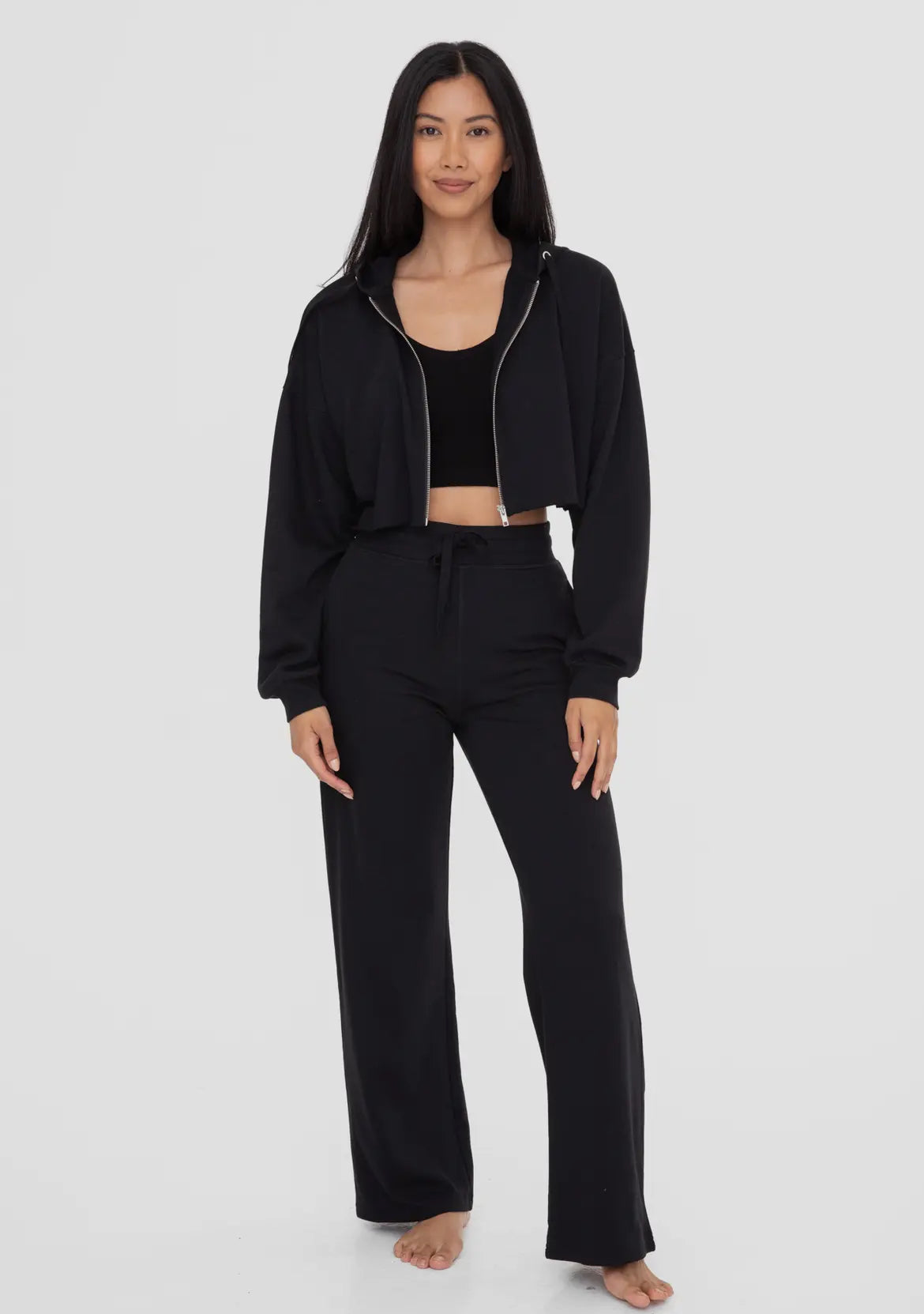 Black 2 Piece Jacket & Sweatpants Outfit