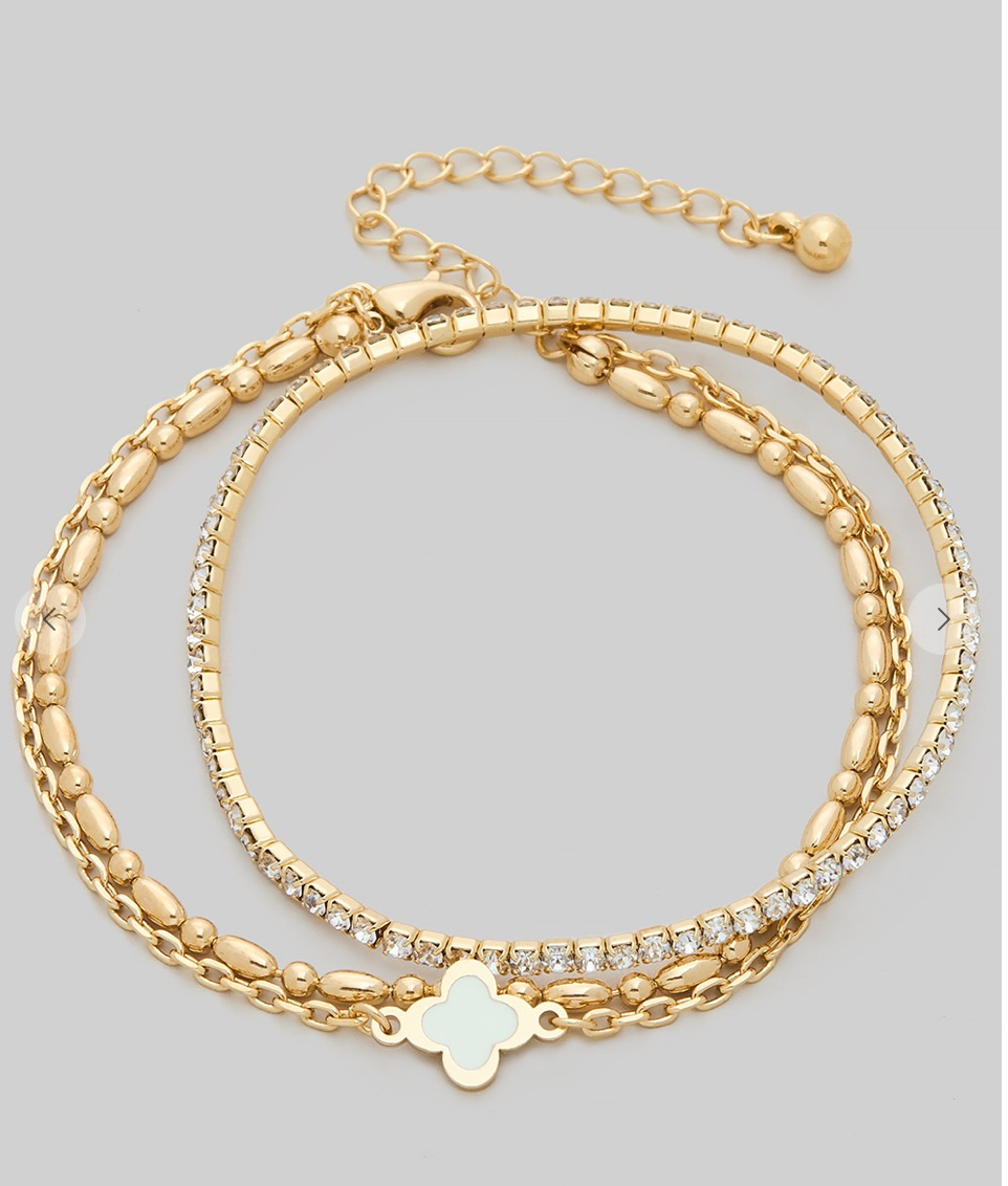 Clover Charm Layered Bracelet